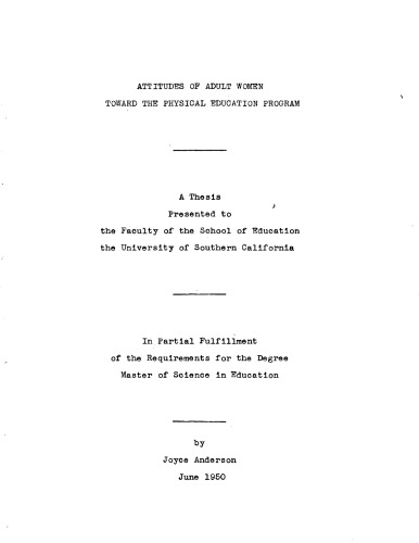 Attitudes of adult women toward the physical education program
