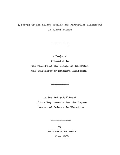 A survey of the recent studies and periodical literature on school boards
