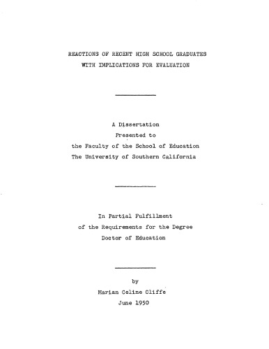 Reactions of recent high school graduates with implications for evaluations
