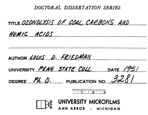 OZONOLYSIS OF COAL, CARBONS AND HUMIC ACIDS