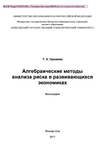 Алгебраические методы анализа риска в развивающихся экономиках: монография