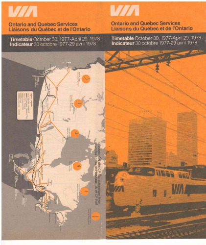 Ontario and Quebec Services: Timetable (October 30, 1977-April 29, 1978;)