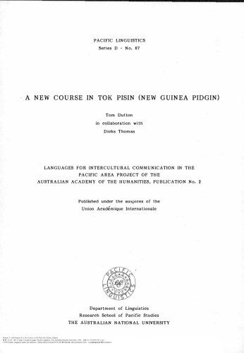 A New Course in Tok Pisin (New Guinea Pidgin)