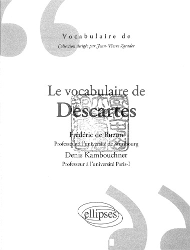 Le Vocabulaire de Descartes