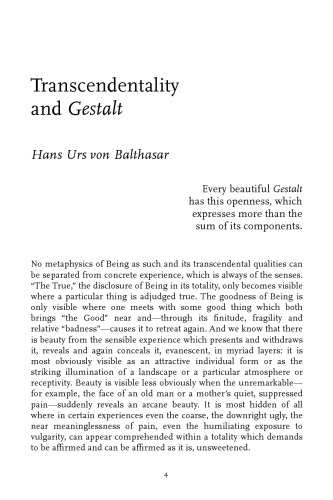 Transcendentality and Gestalt