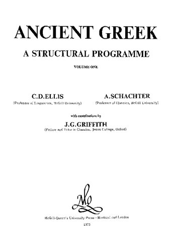 Ancient Greek: A Structural Programme