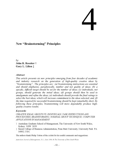 New Brainstorming Principles (creativity)
