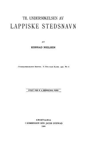 Til undersøkelsen av lappiske stedsnavn
