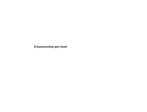 L'insurrection qui vient