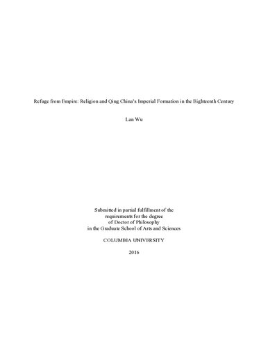 Refuge from Empire: Religion and Qing China’s Imperial Formation in the Eighteenth Century