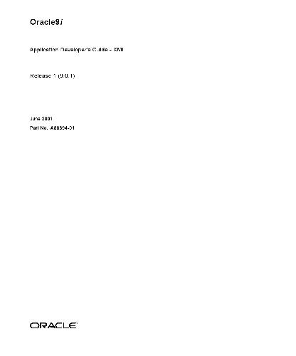 Oracle 9i. Application Developer's Guide - XML