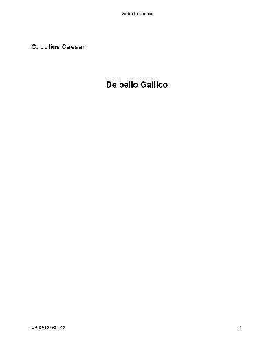 De bello Galico