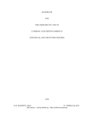Handbook for the Therapeutic Use of LSD-25