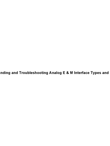Cisco - Understanding Analog E & M Interfaces