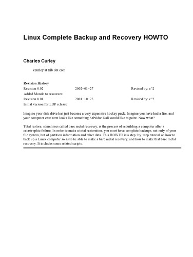 Linux complete backup and recovery HOWTO