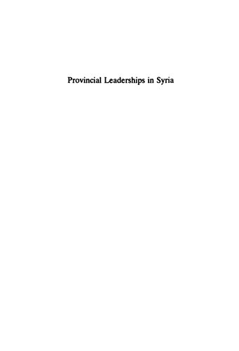 Provincial Leaderships in Syria, 1575-1650