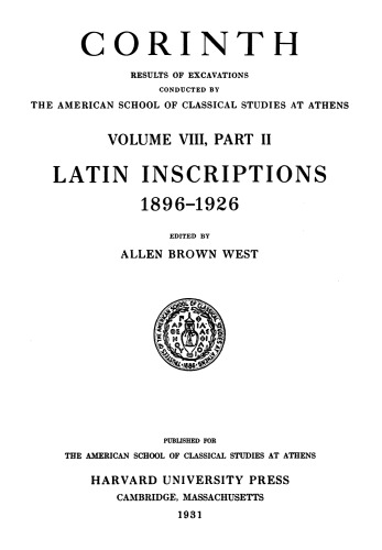 Latin Inscriptions, 1896-1926 (Corinth)
