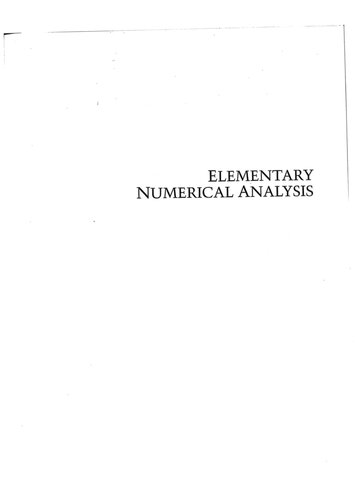 Elementary Numerical Analysis