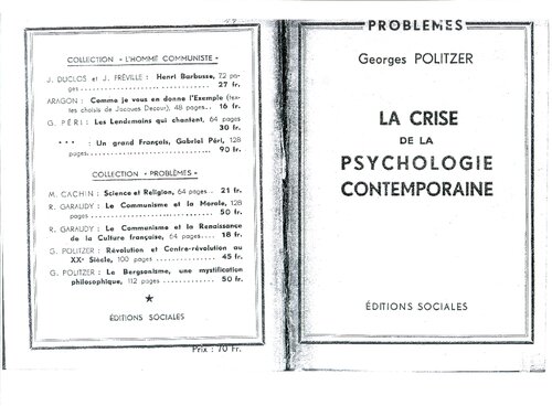 La crise de la psychologie contemporaine