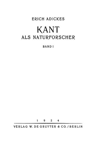 Kant als Naturforscher