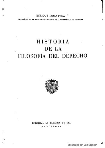 Historia de la Filosofía del Derecho - Enrique Luño Peña