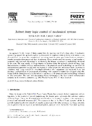 Robust fuzzy logic control of mechanical systems