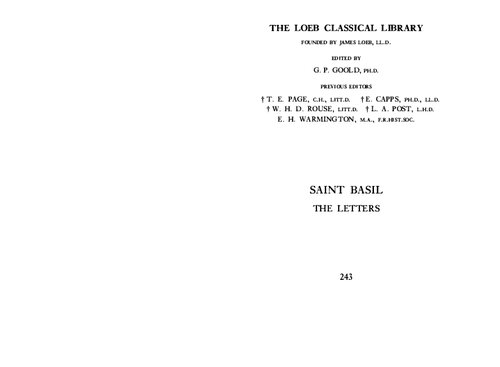 Basil, Letters, Volume III: Letters 186-248