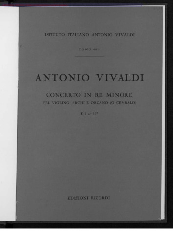 Concerto in re minore. T. 441