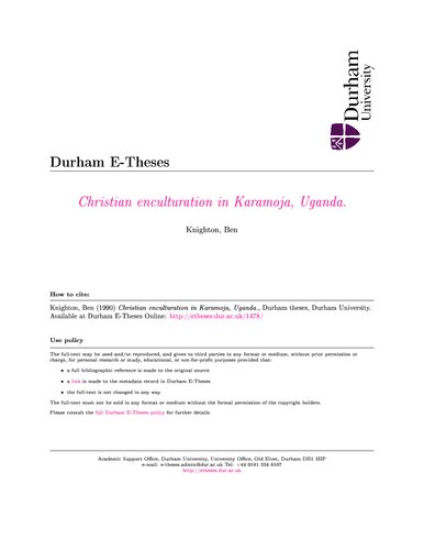 Christian enculturation in Karamoja, Uganda 1