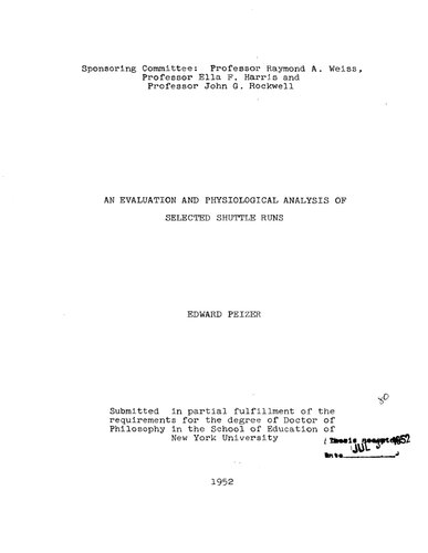 AN EVALUATION AND PHYSIOLOGICAL ANALYSIS OF SELECTED SHUTTLE RUNS