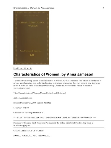 Characteristics of women: moral, poetical, and historical: with fifty vignette etchings