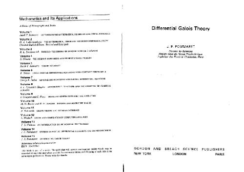 Differential Galois Theory