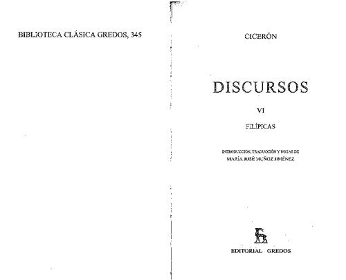 Cicerón: Discursos. Vol. VI Filípicas