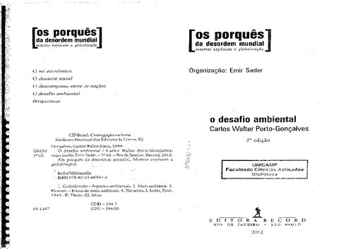 O desafio ambiental
