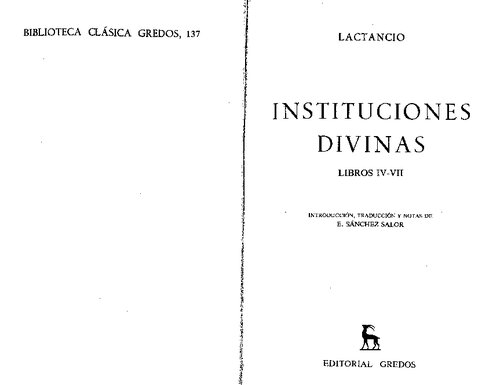 Lactancio: Instituciones divinas. Libros IV-VII