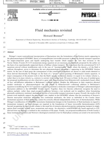 Fluid mechanics revisited