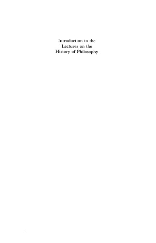 Introduction to the Lectures on the History of Philosophy