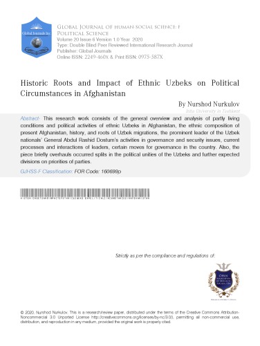 Historic Roots and Impact of Ethnic Uzbeks on Political Circumstances in Afghanistan
