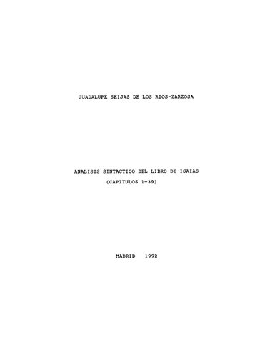 Análisis sintáctico del libro de Isaías (capítulo 1-39)
