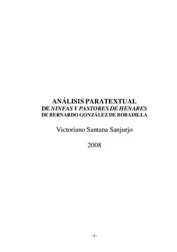 Análisis paratextual de 'Ninfas y pastores de Henares' de Bernardo González de Bobadilla