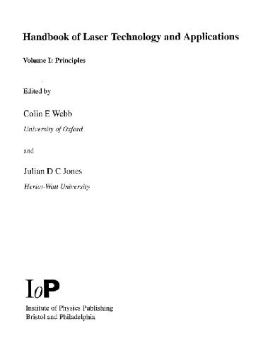 Handbook of laser technology and applications