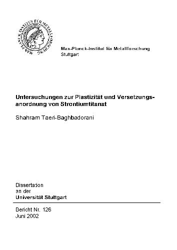 Untersuchungen zur Plastizität und Versetzungs-anordnung von Strontiumtitanat