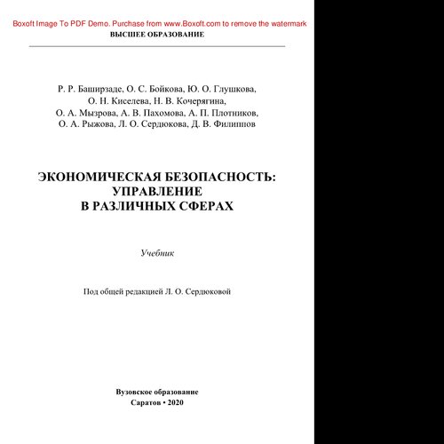 Экономическая безопасность: управление в различных сферах. Учебник
