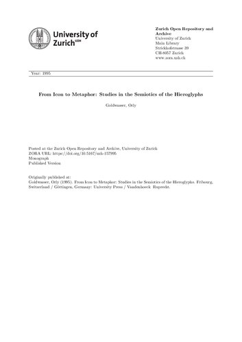 From icon to metaphor: Studies in the semiotics of the hieroglyphs (Orbis biblicus et orientalis)
