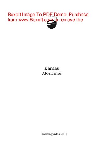 Kantas. Aforizmai