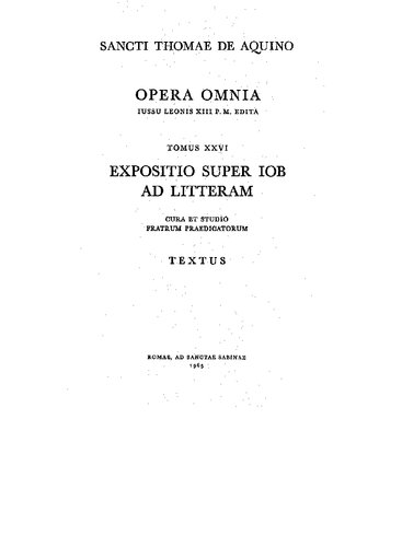 Expositio super Iob ad litteram. Textus