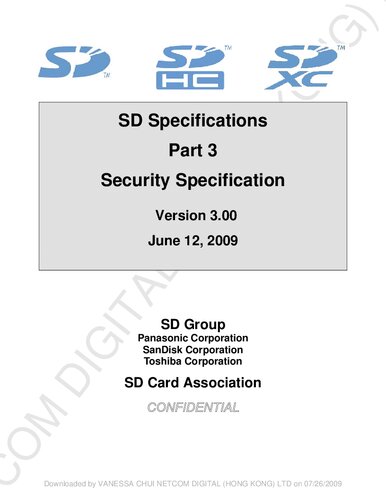 SD Specifications - Part 3 - Security Specification - Version 3.00