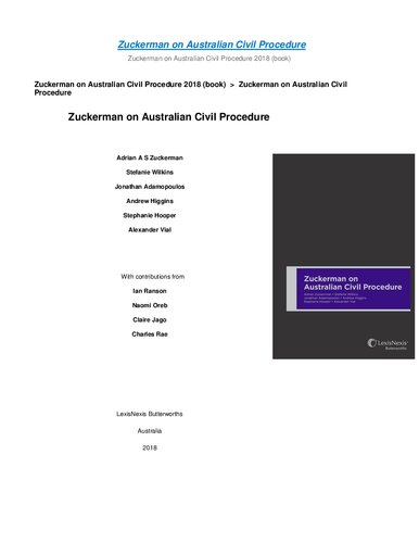 Zuckerman on Australian Civil Procedure