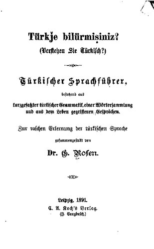 Türkje bilürmisiniz? (Verstehen Sie Türkisch?) Türkischer Sprachführer