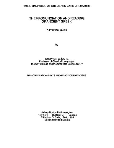 Pronunciation And Reading Of Ancient Greek